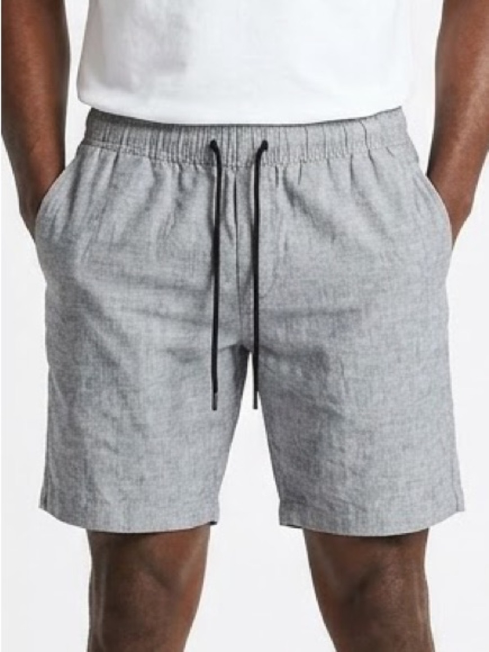 NWT Caribbean Joe 100% Linen Shorts, Grey Heather Drawstring Beach Shorts